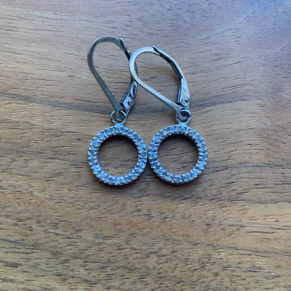 Silver Earrings with Pave Circle
